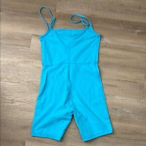 autome | Pants & Jumpsuits | Blue Womens Jumpsuit Spag Strap 7 Inseam ...